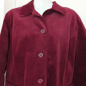 Talbots Women's Blazer Jacket Size 16W Burgundy Velvet Button Career-lp